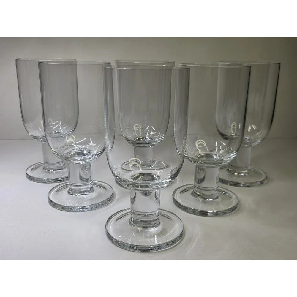 Set Of 6 CRATE & BARREL Viva Clear Water Goblets Glasses Rare Discontinued 6.4